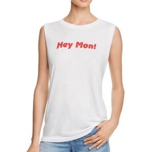 Wildfox NWT Hey Mon! White Keaton Muscle Tank Top